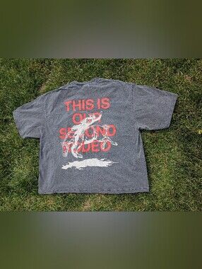 Vintage Graphic Rodeo Tee in Charcoal with Red & White Print